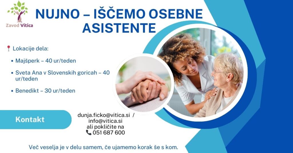Iščemo osebne asistente/osebne asistentke za pomoč uporabnikom osebne asistence.